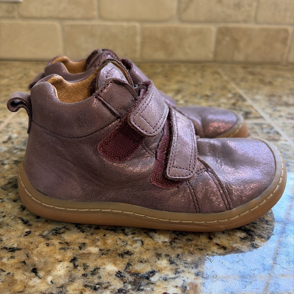 Froddo Barefoot Purple Maroon High Top Water Resistant Leather Boot Toddler 10.5